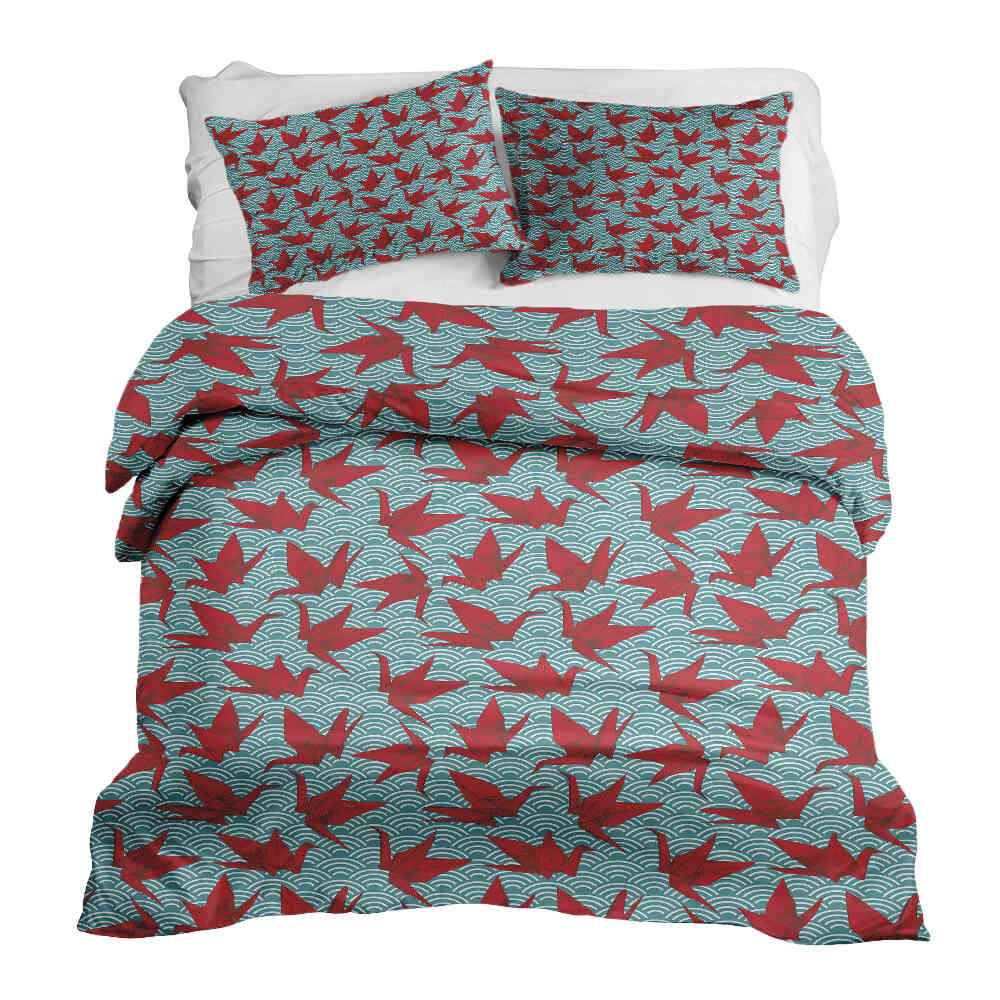 Original Therapiedecke - Ensemble de literie en coton Rouge Origami