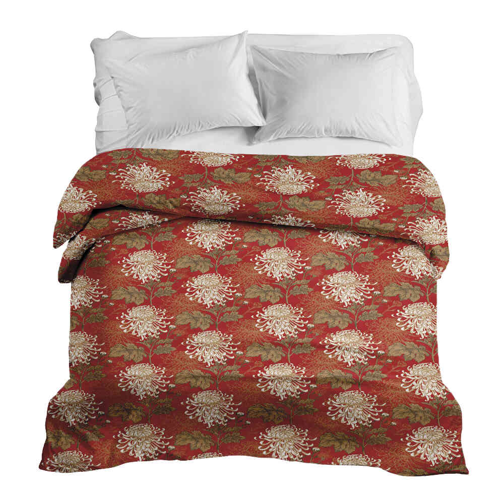 Couverture thérapeutique originale - Housse en coton rouge grande fleur