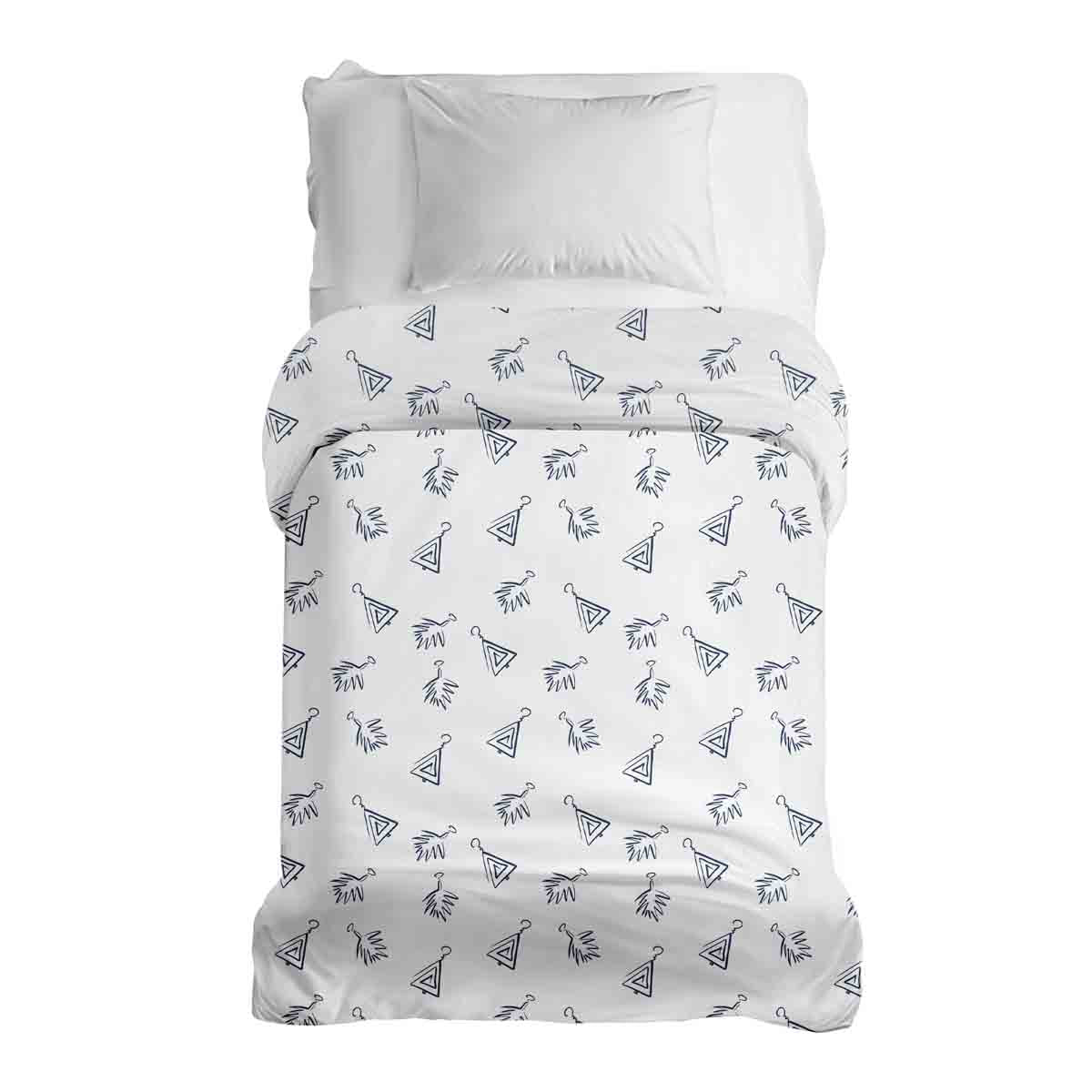 Couverture thérapeutique originale - Housse en coton blanc avec boucles d'oreilles bohèmes