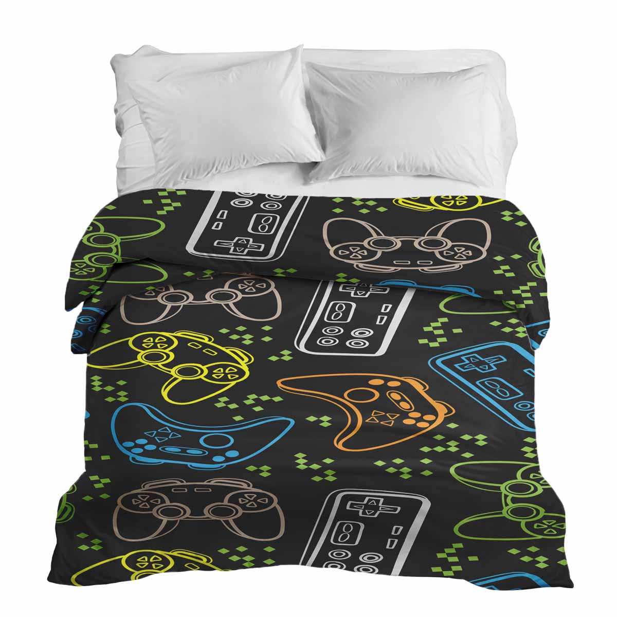 Couverture thérapeutique originale - Housse en coton noire avec consoles de jeux