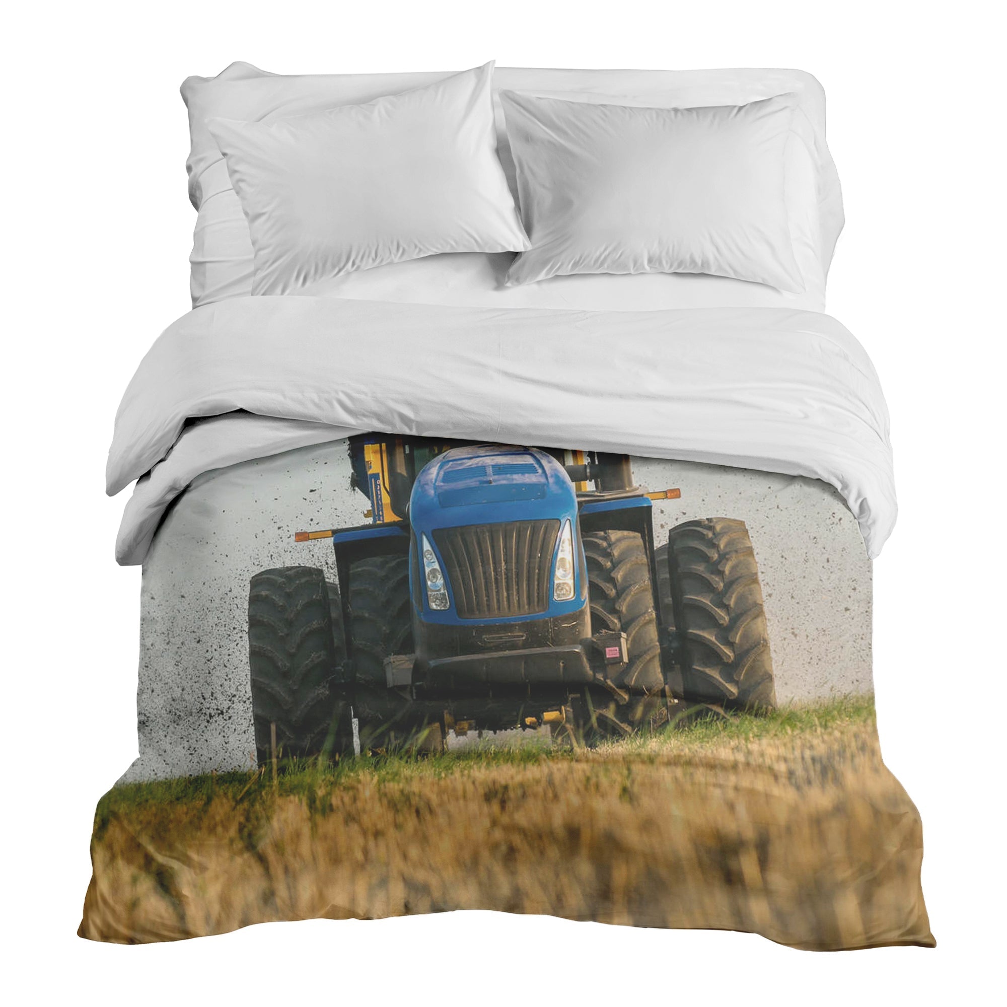 Couverture thérapeutique originale - Housse en coton Tracteur en bleu