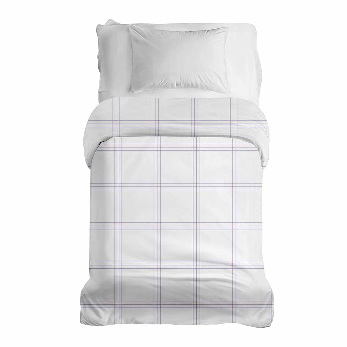 Couverture thérapeutique originale - Housse en coton blanche avec rayures violettes