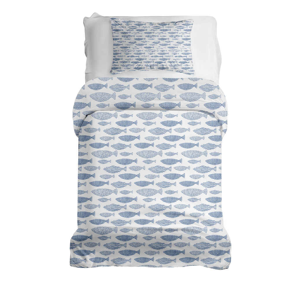 Original Therapiedecke - Ensemble de literie en coton poissons bleus