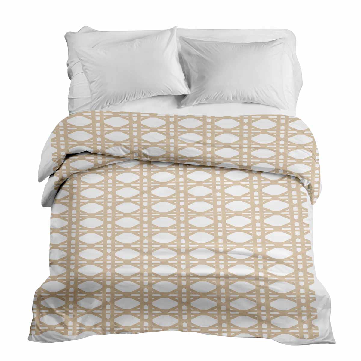 Couverture thérapeutique originale - Housse en coton blanche avec cercles beige