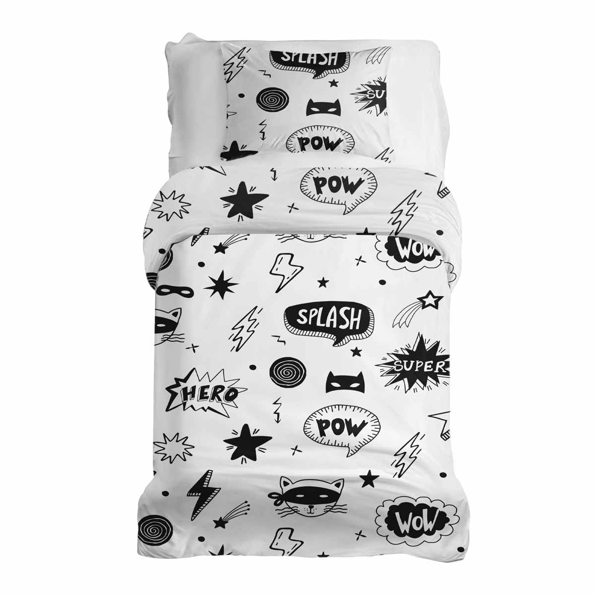 Ensemble de literie avec couverture thérapeutique blanche avec super-héros
