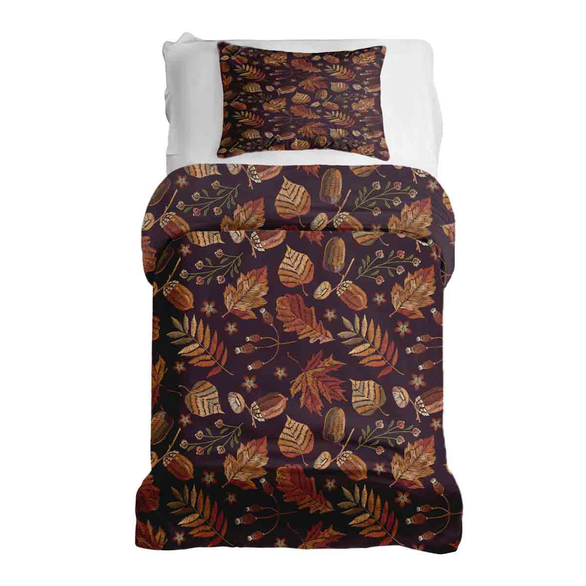 Original Therapiedecke - Ensemble de literie en coton feuilles d'automne brunes