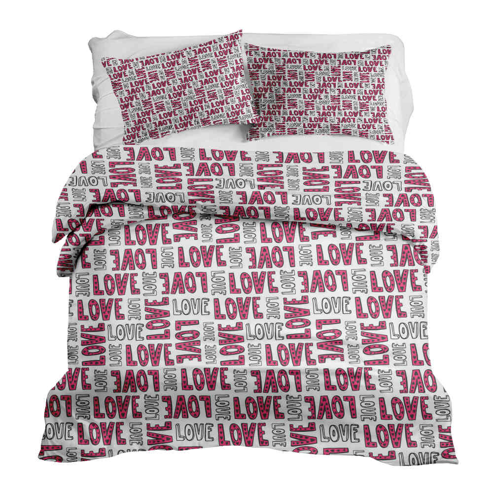 Couette de thérapie Ensemble de literie blanc L.O.V.E