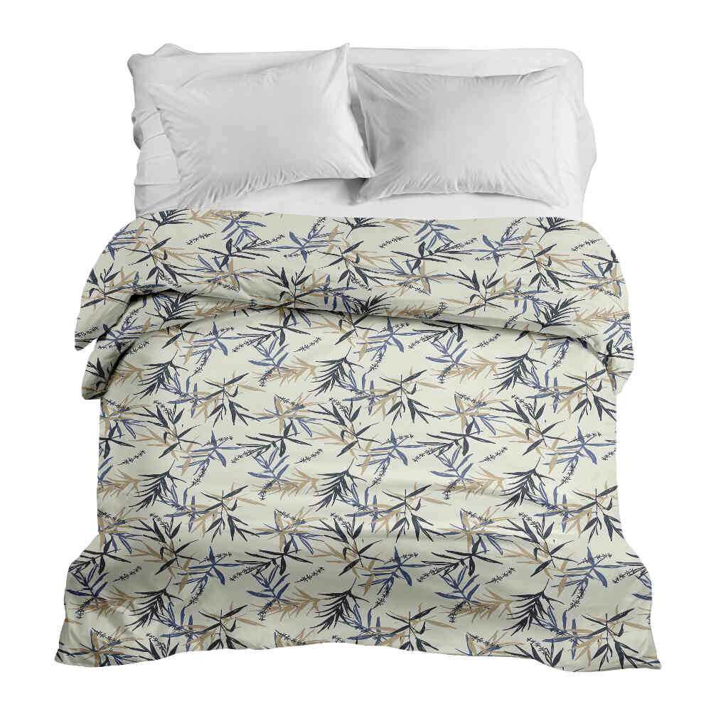 Couverture thérapeutique originale - Housse en coton motif feuille beige