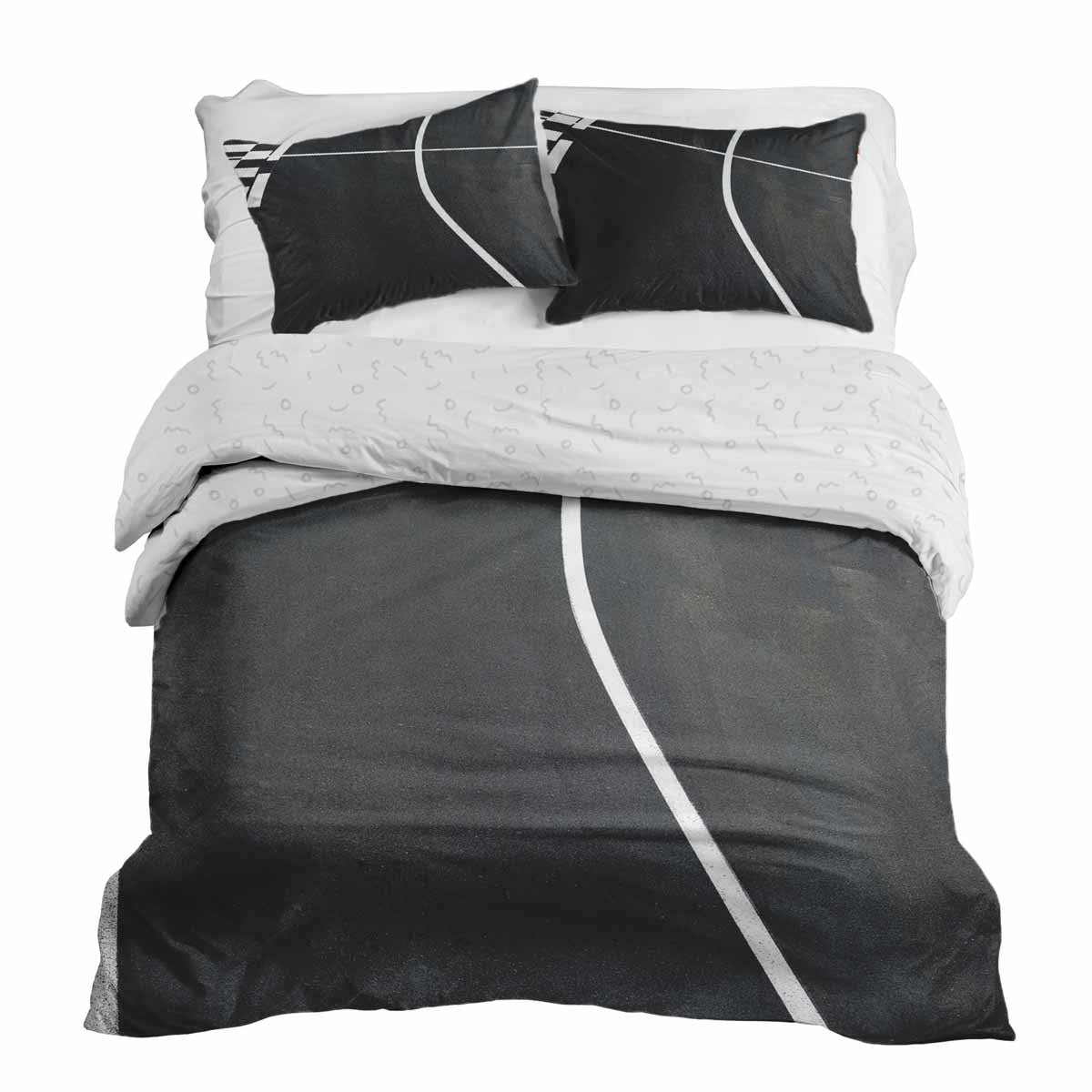 Original Therapiedecke - Ensemble de literie en coton TD gris foncé avec rayures blanches