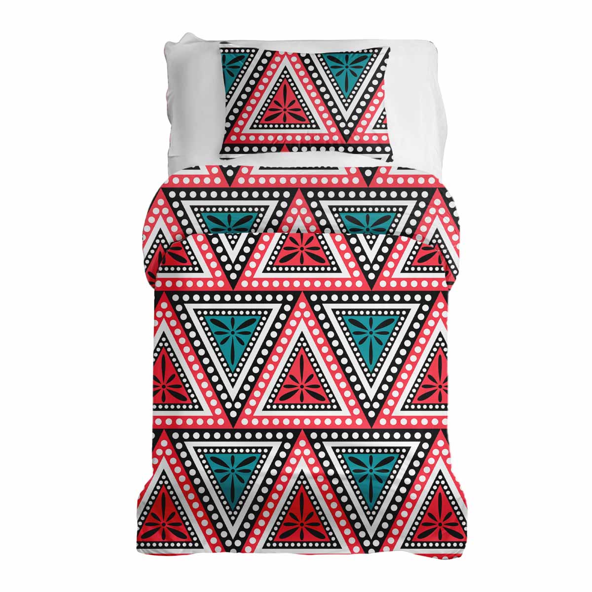 Original Therapiedecke - Parure de lit en coton avec triangles colorés