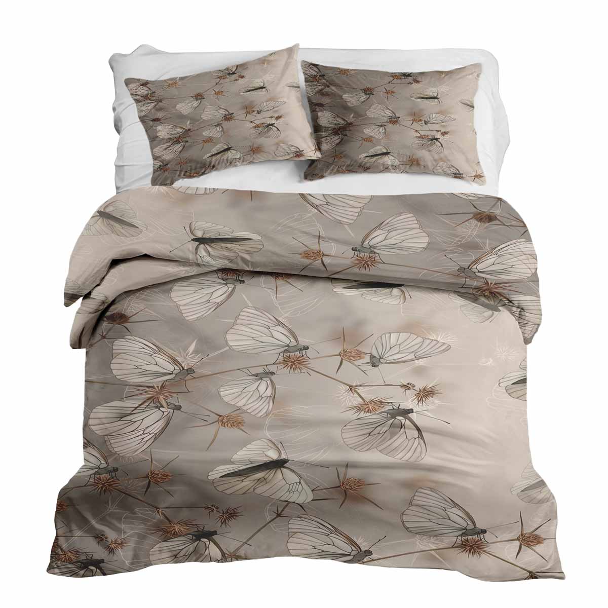 Original Therapiedecke - Ensemble de literie en coton Beige avec papillons