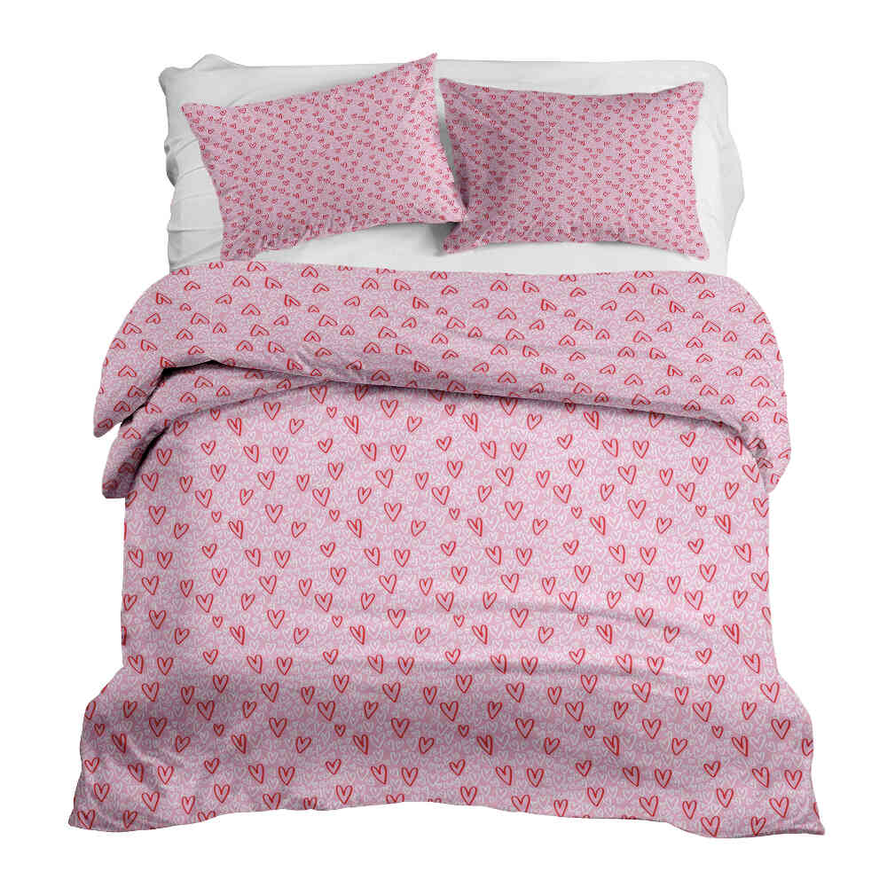 Original Therapiedecke - Ensemble de literie en coton Cœurs rose et rouge