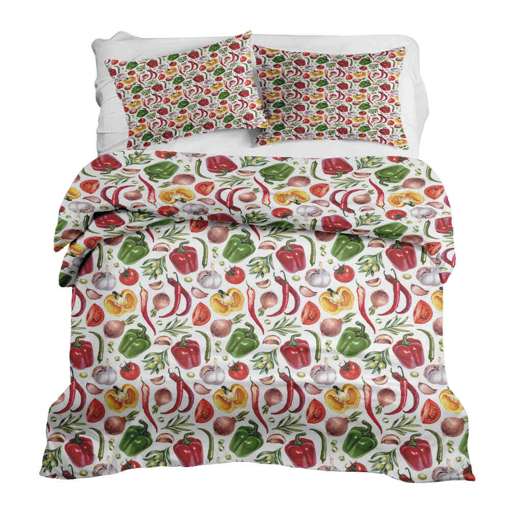 Couverture Thérapeutique Originale TD - Ensemble de Literie en Coton avec Légumes
