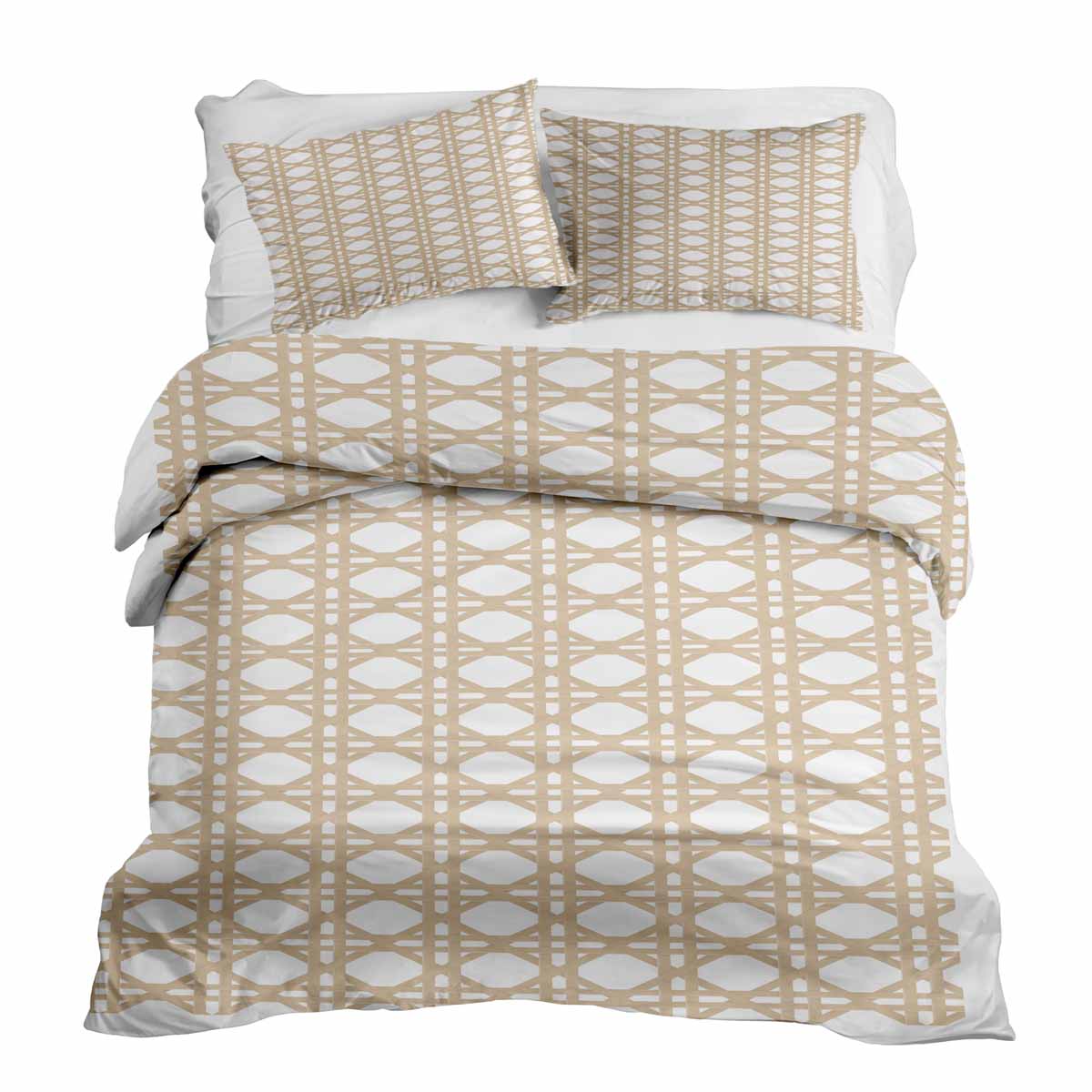 Ensemble de literie avec couverture thérapeutique blanc avec cercles beige