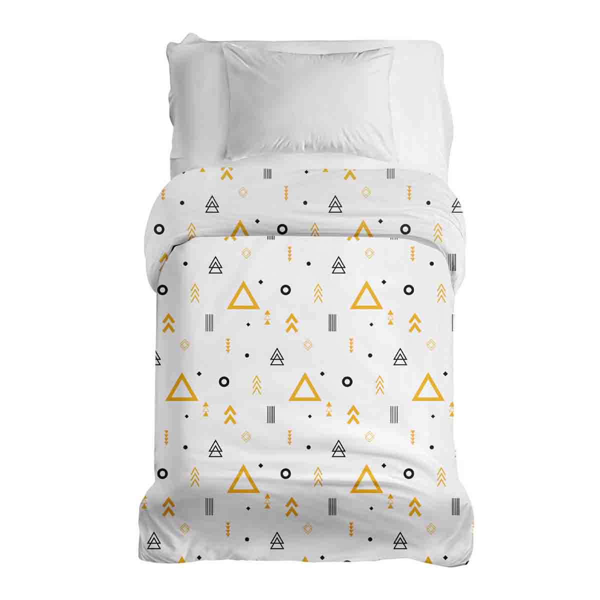 Couverture thérapeutique originale - Housse en coton blanche avec triangles jaunes