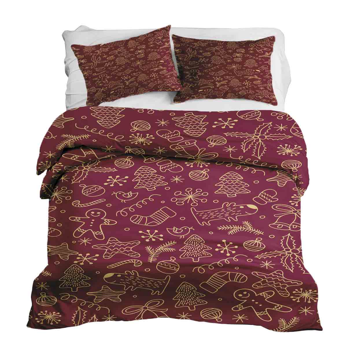 Original Therapiedecke - Ensemble de literie en coton Rouge avec motifs de Noël amusants