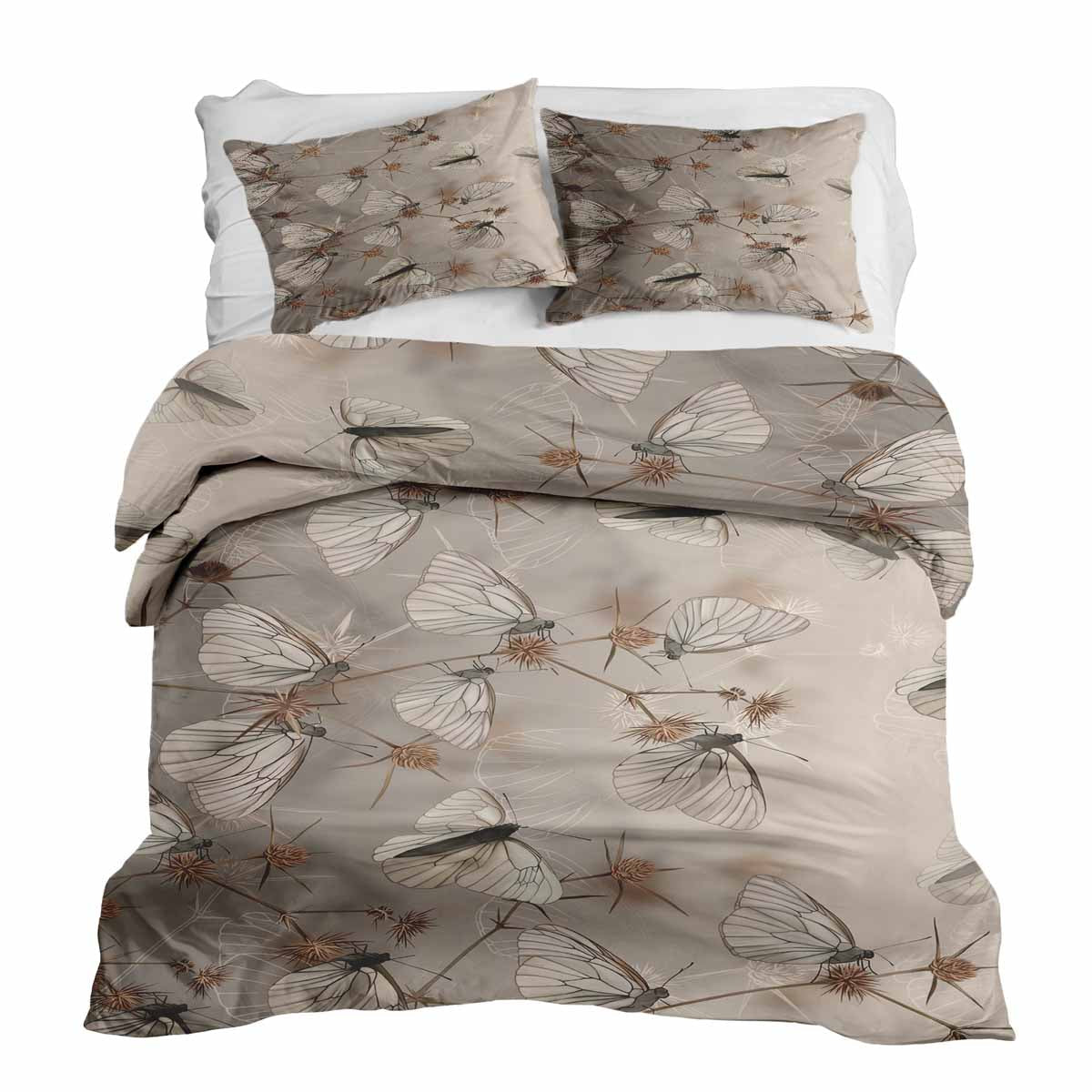 Original Therapiedecke - Ensemble de literie en coton Beige avec papillons