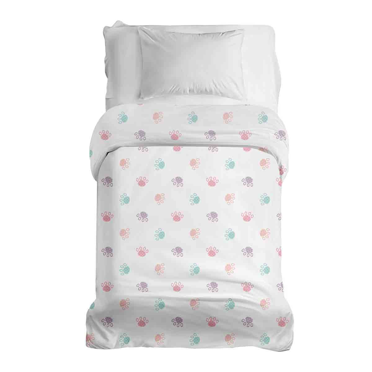 Couverture thérapeutique originale - Housse en coton blanche avec pattes colorées