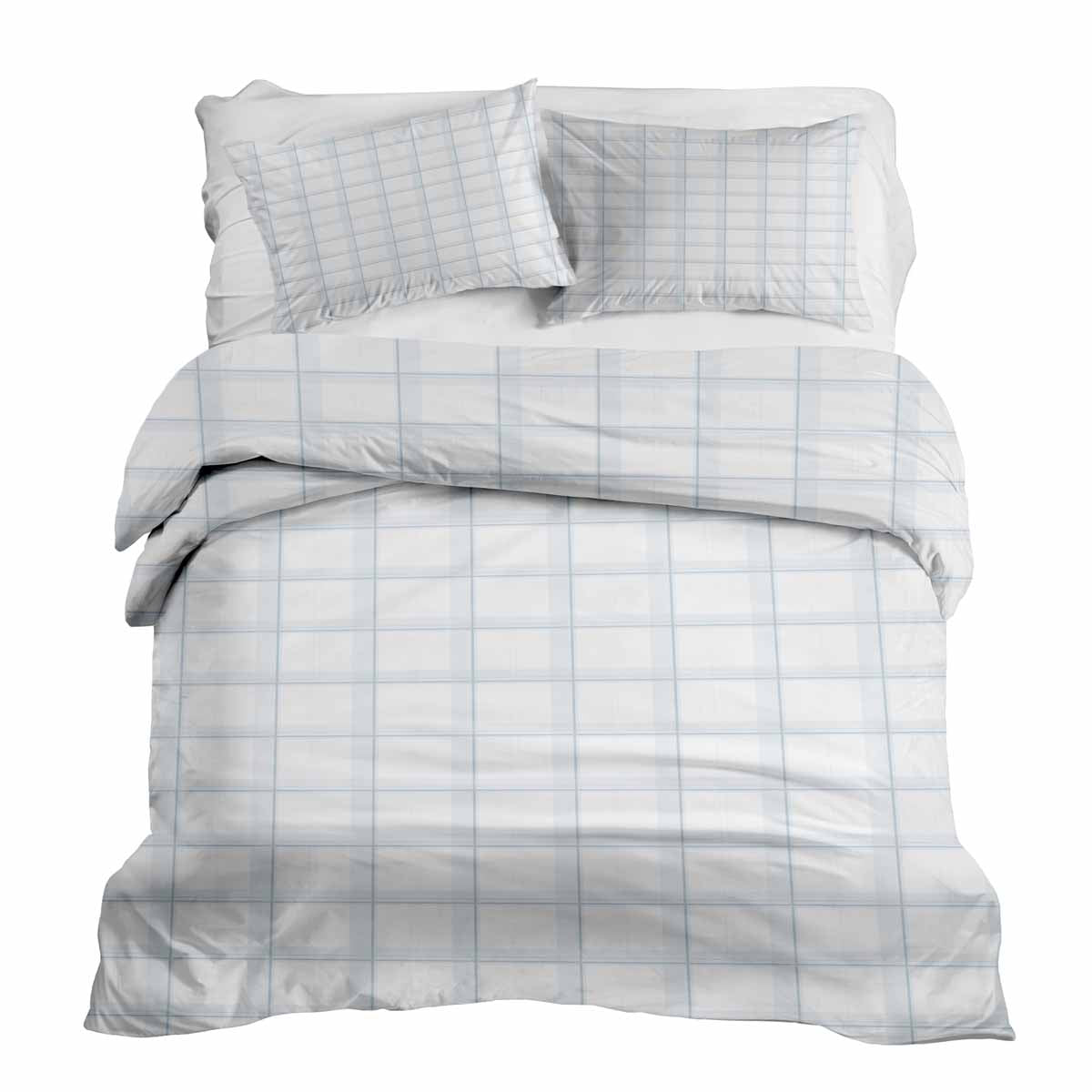 Couette thérapeutique Ensemble de literie Blanc Bleu à carreaux