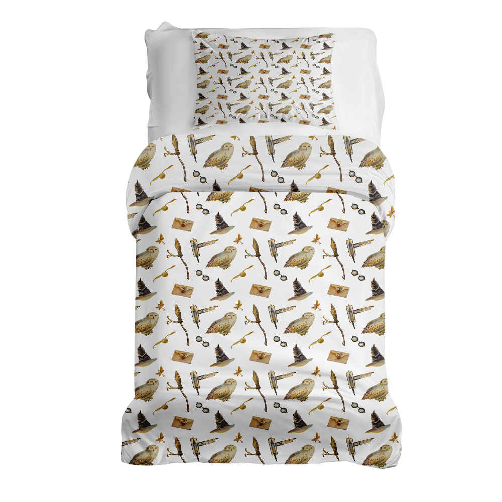 Ensemble de literie avec couverture thérapeutique blanc avec hiboux