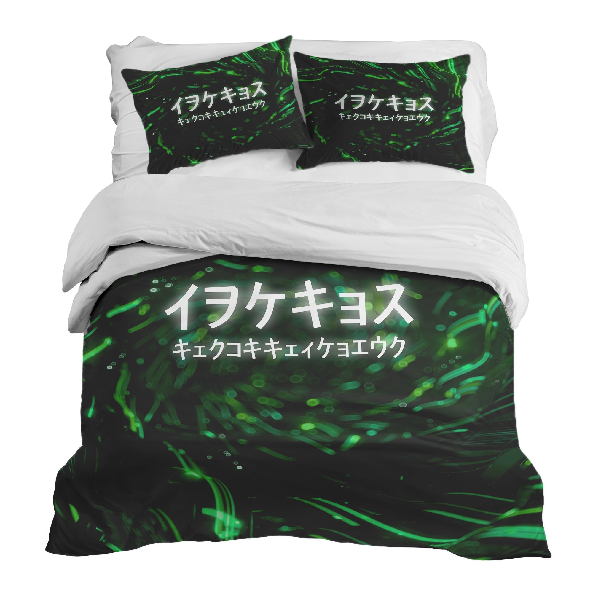 Couverture Thérapeutique Originale TD - Ensemble de Literie en Coton Vert avec Caractères Chinois