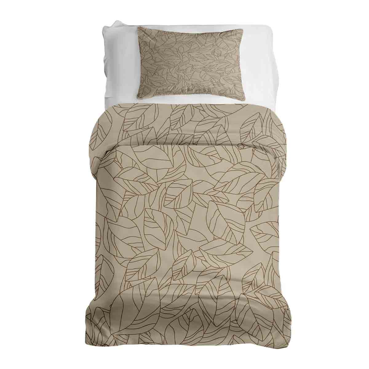 Original Therapiedecke - Ensemble de literie en coton TD beige avec feuilles noires