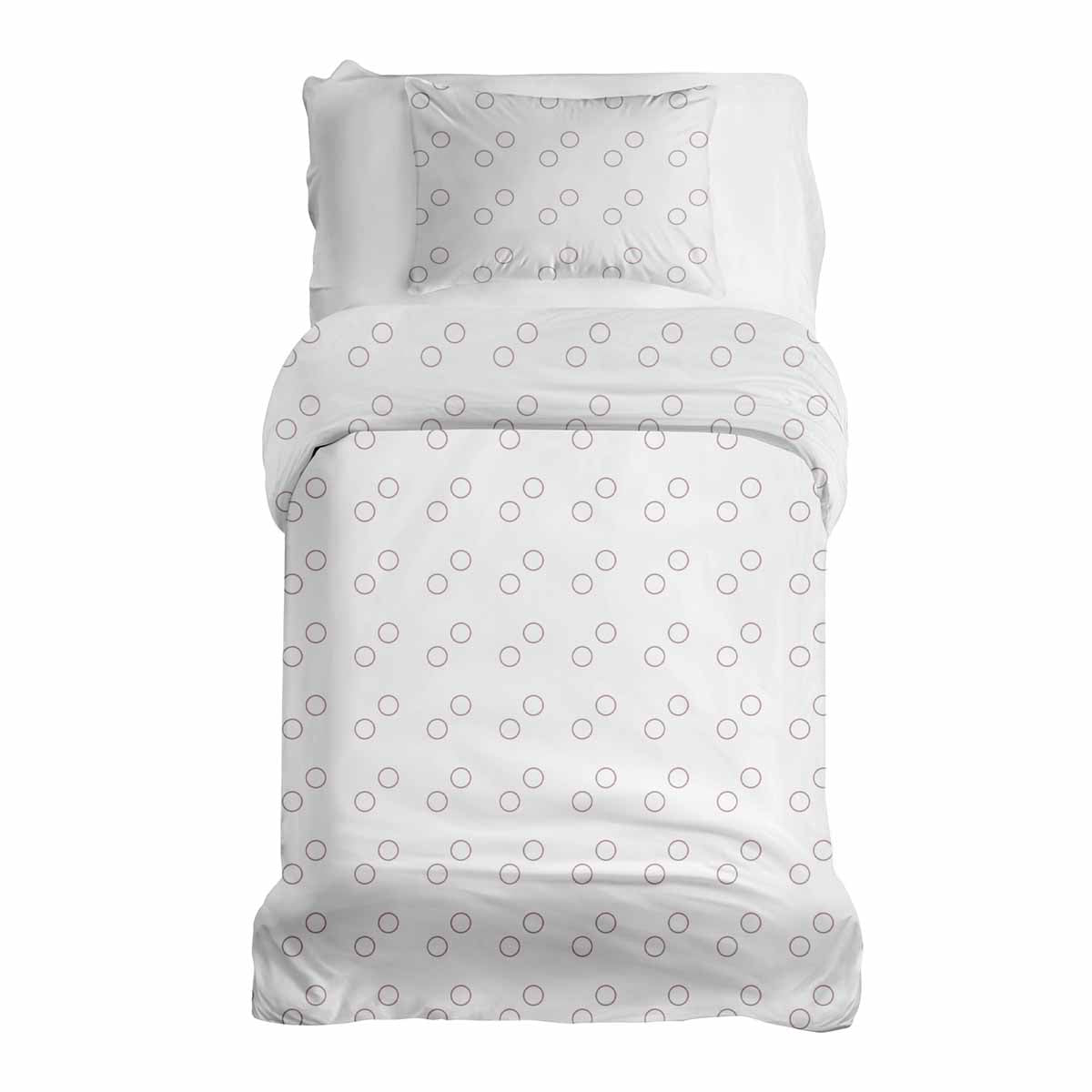 Ensemble de literie avec couverture thérapeutique blanc avec cercles