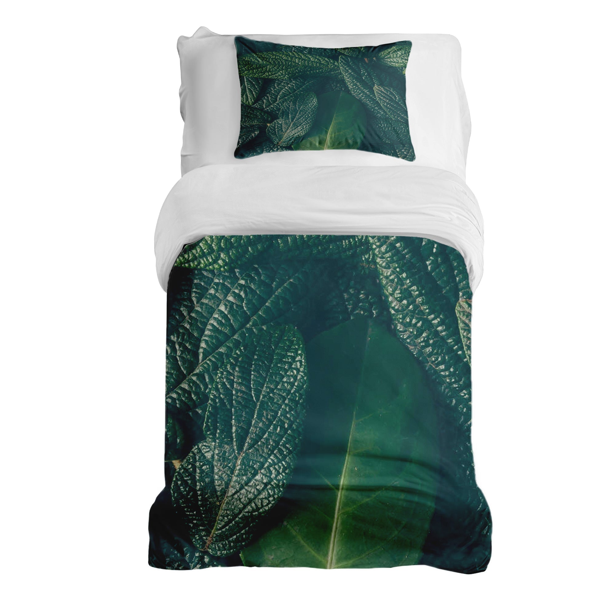 Couverture Thérapeutique Originale TD - Ensemble de Literie en Coton Feuilles Vertes