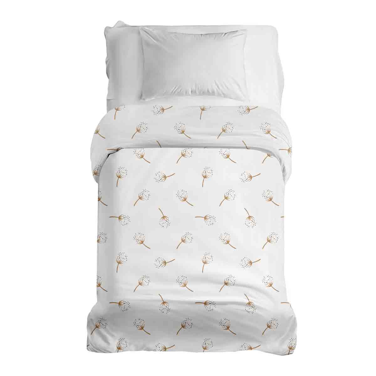 Couverture thérapeutique originale - Housse en coton blanc avec pissenlits