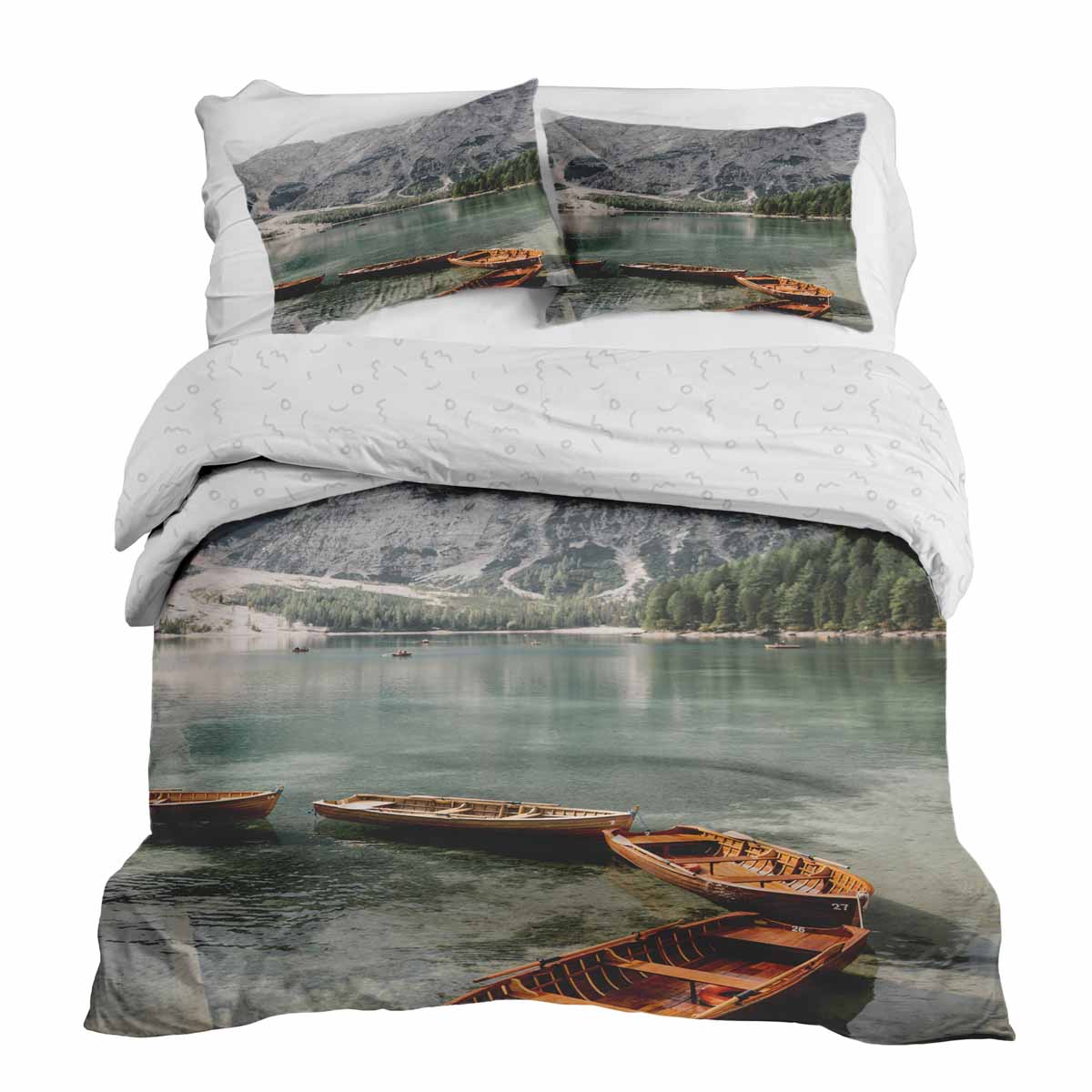 Original Therapiedecke - Ensemble de literie en coton TD lac avec bateaux