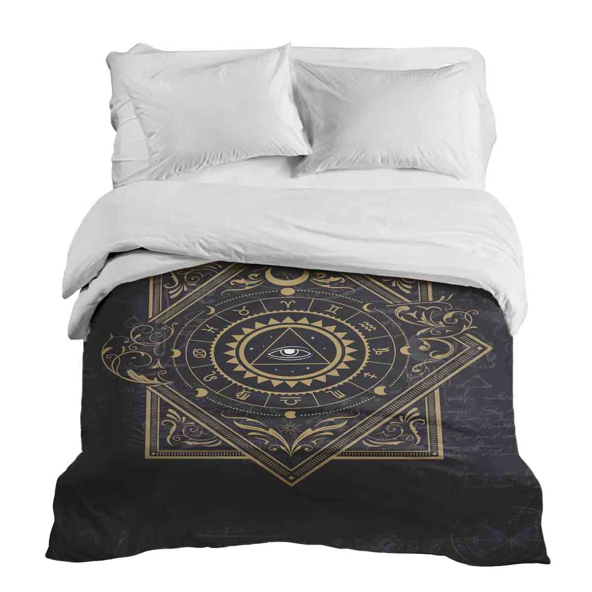 Couverture thérapeutique originale - Housse en coton noir Mandala mystique