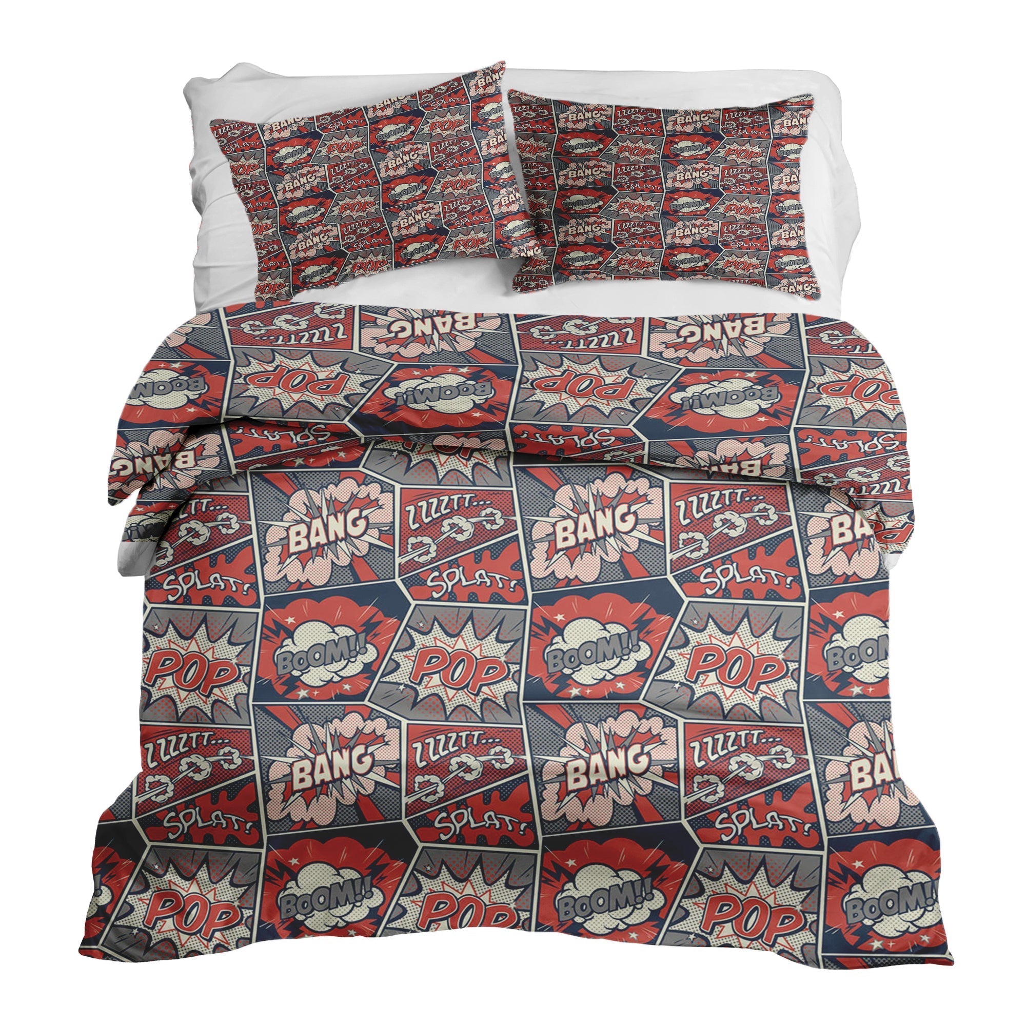 Couverture Thérapeutique Originale TD - Ensemble de Literie en Coton Rouge avec Bande Dessinée
