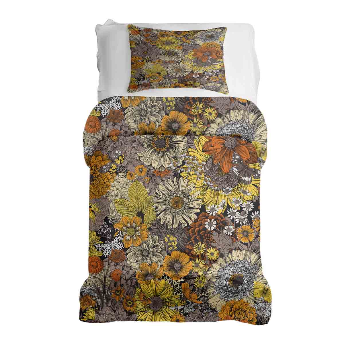 Original Therapiedecke - Ensemble de literie en coton fleurs jaunes