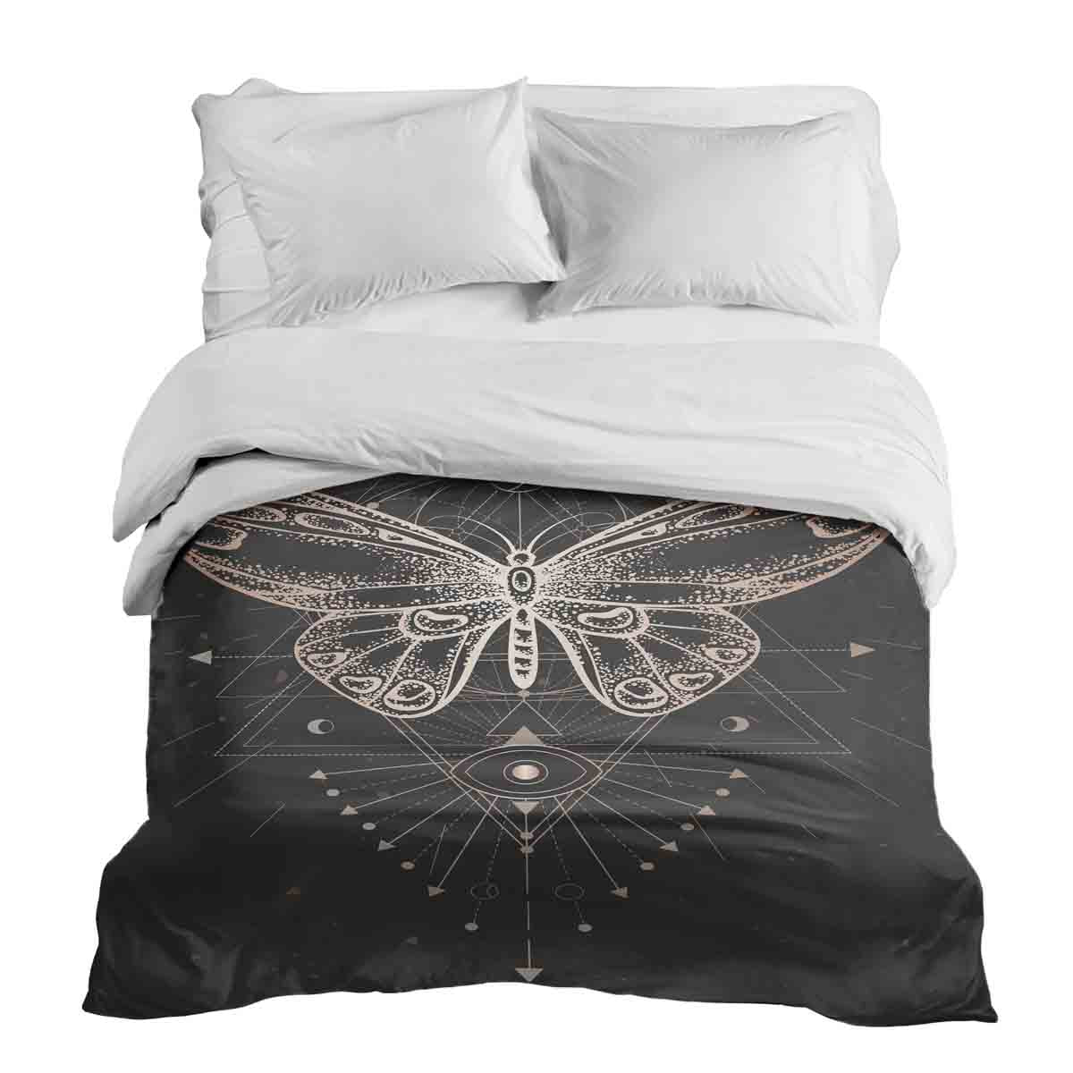 Couverture thérapeutique originale - Housse en coton noire avec papillon