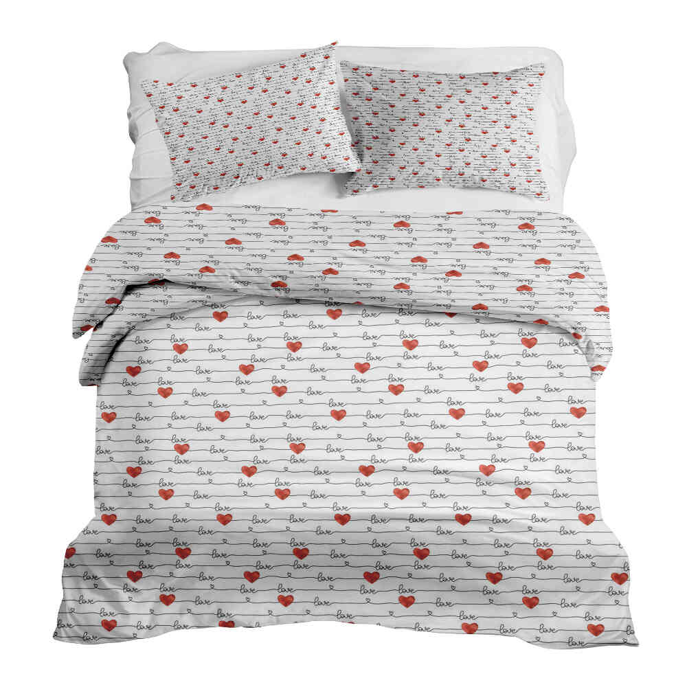 Original Therapiedecke - Ensemble de literie en coton Blanc avec inscription Love