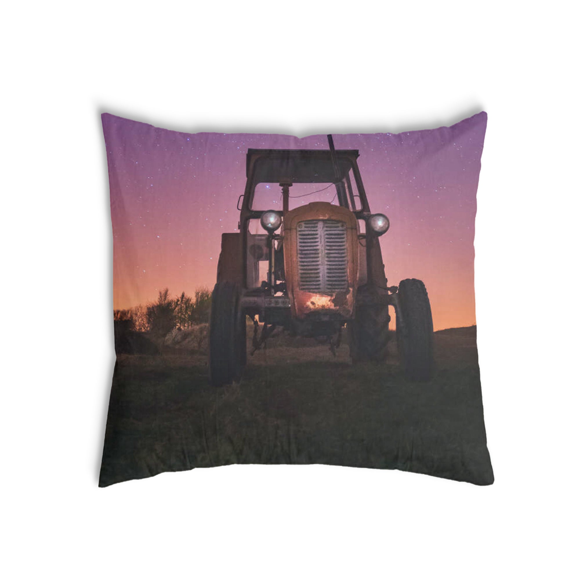 Coussin de santé violet avec tracteur