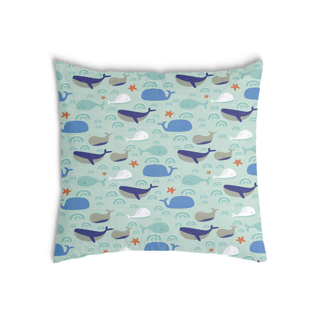 Coussin de santé vert avec des baleines