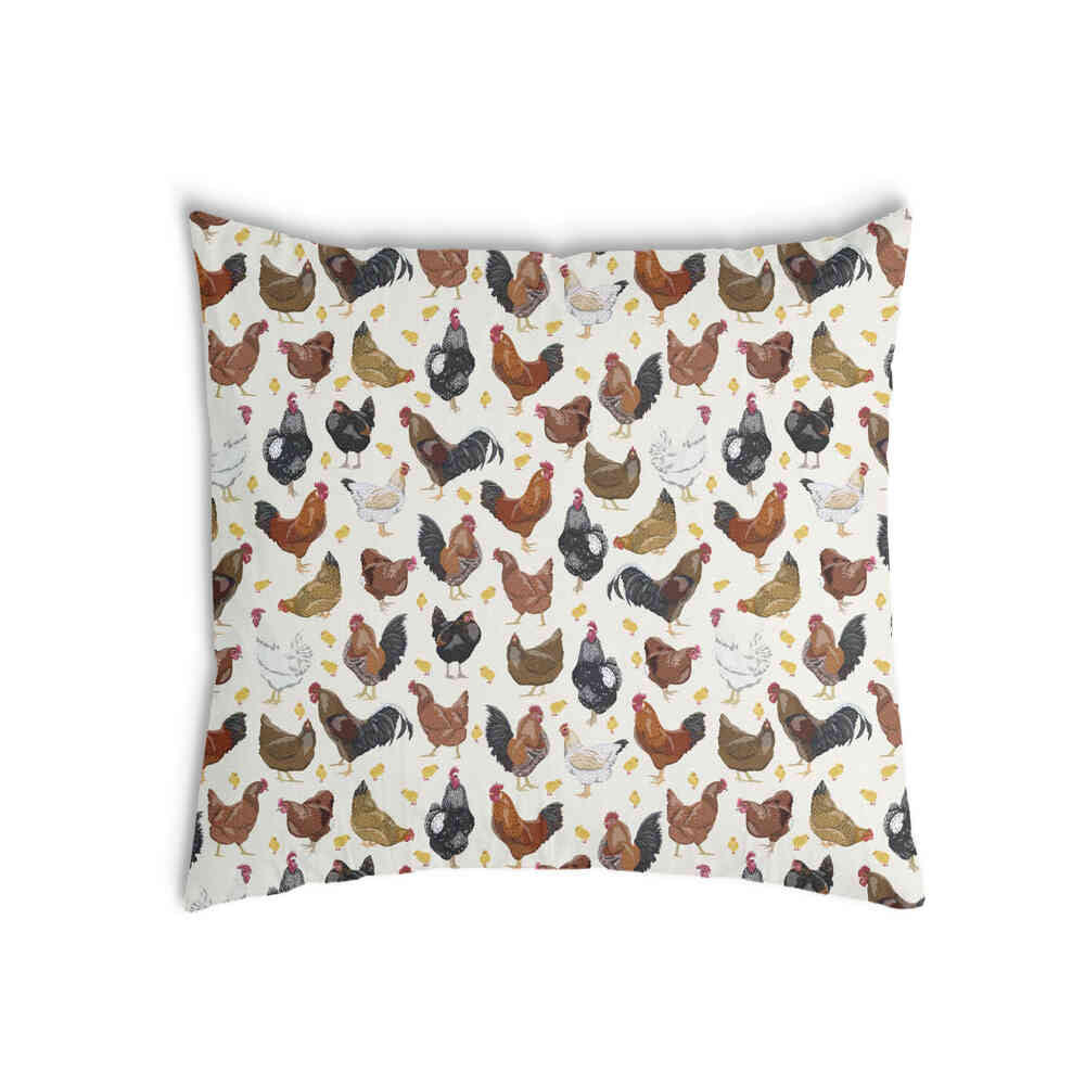 Coussin de santé blanc avec beaucoup de poulets