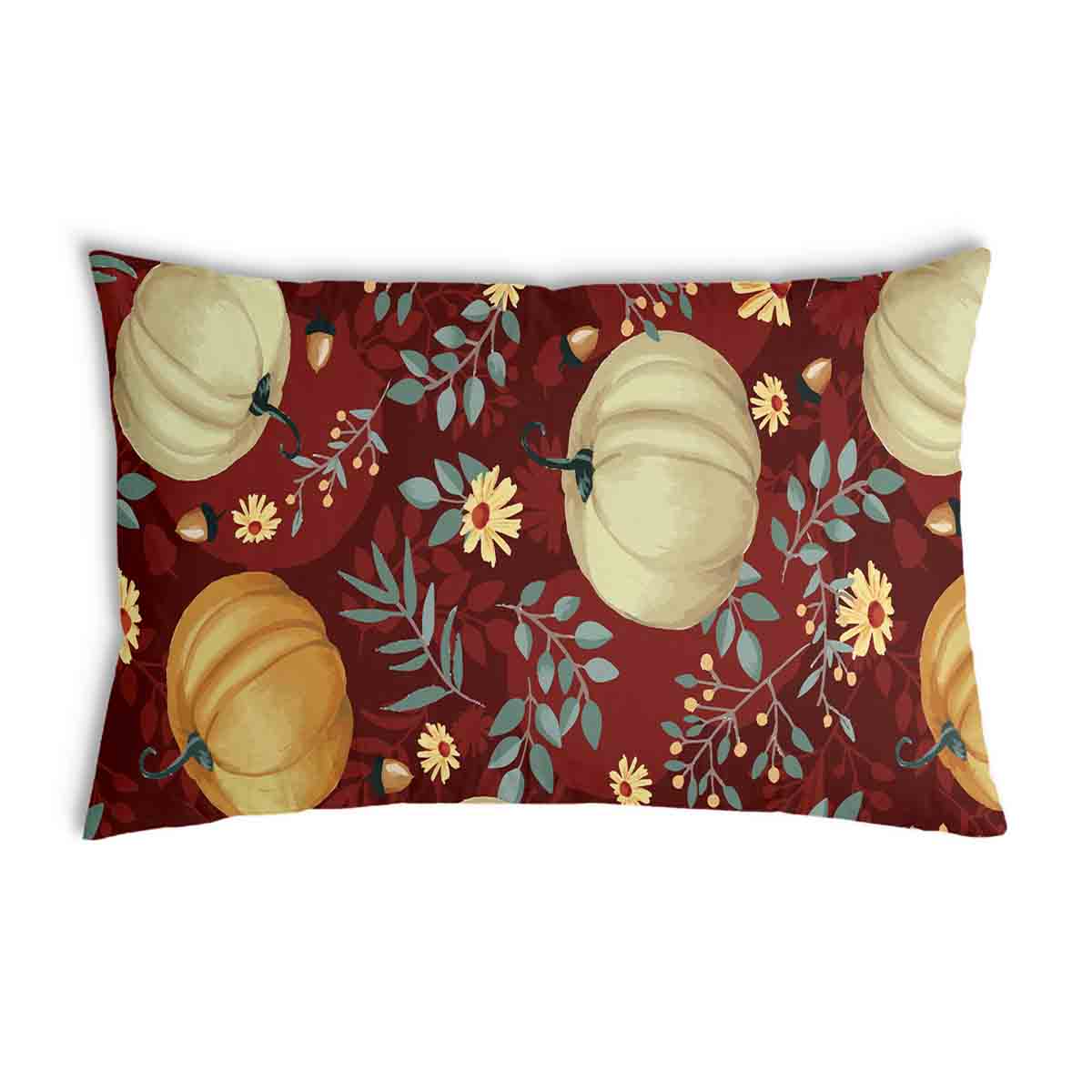Coussin de santé rouge avec des citrouilles