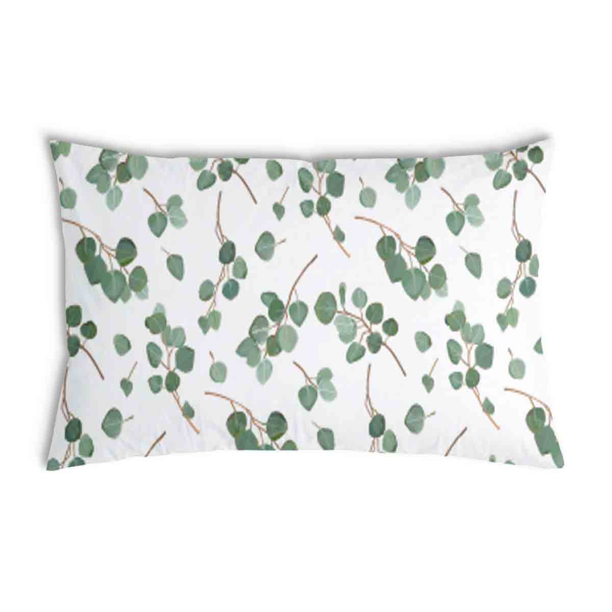 Coussin de santé blanc avec branches d'eucalyptus