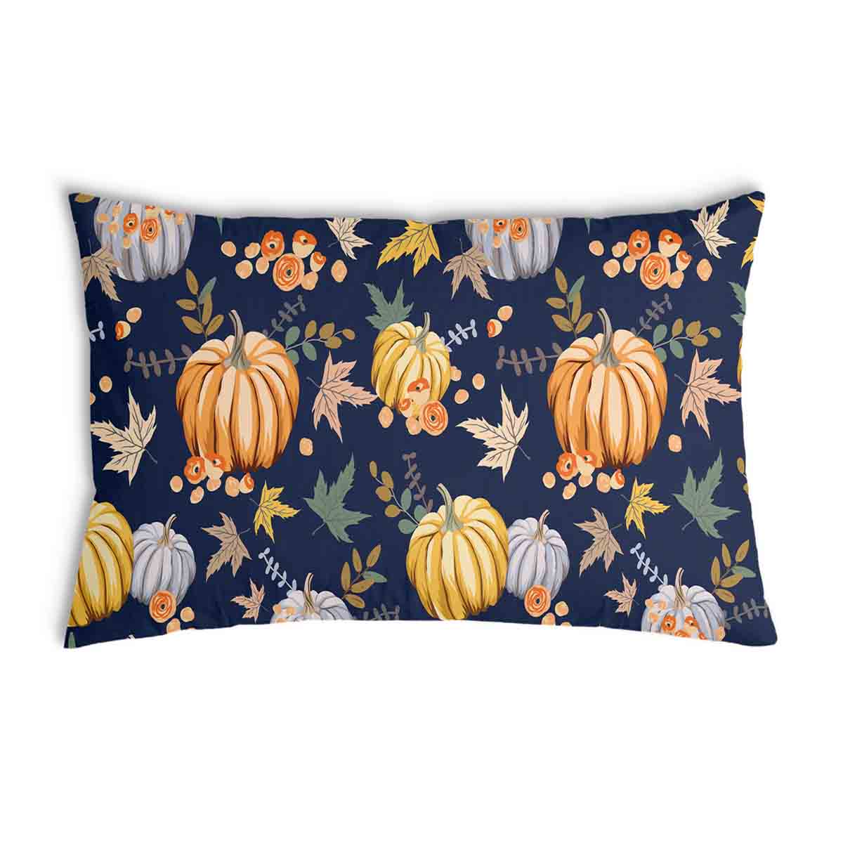 Coussin de santé bleu avec des citrouilles