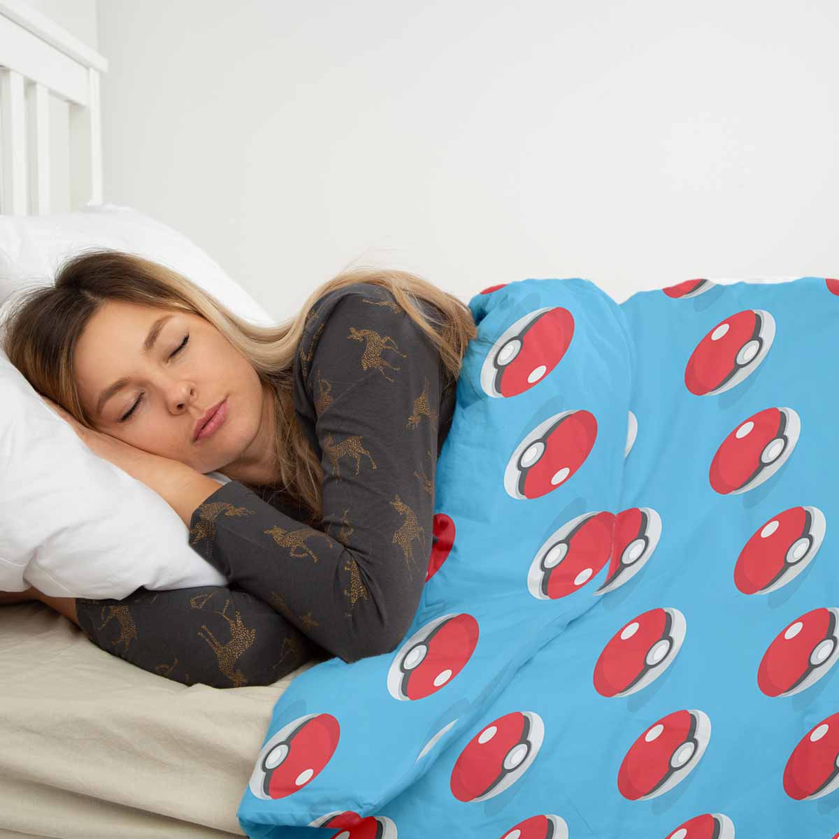 Original Therapiedecke - Ensemble de literie en coton Bleu clair avec Pokémon