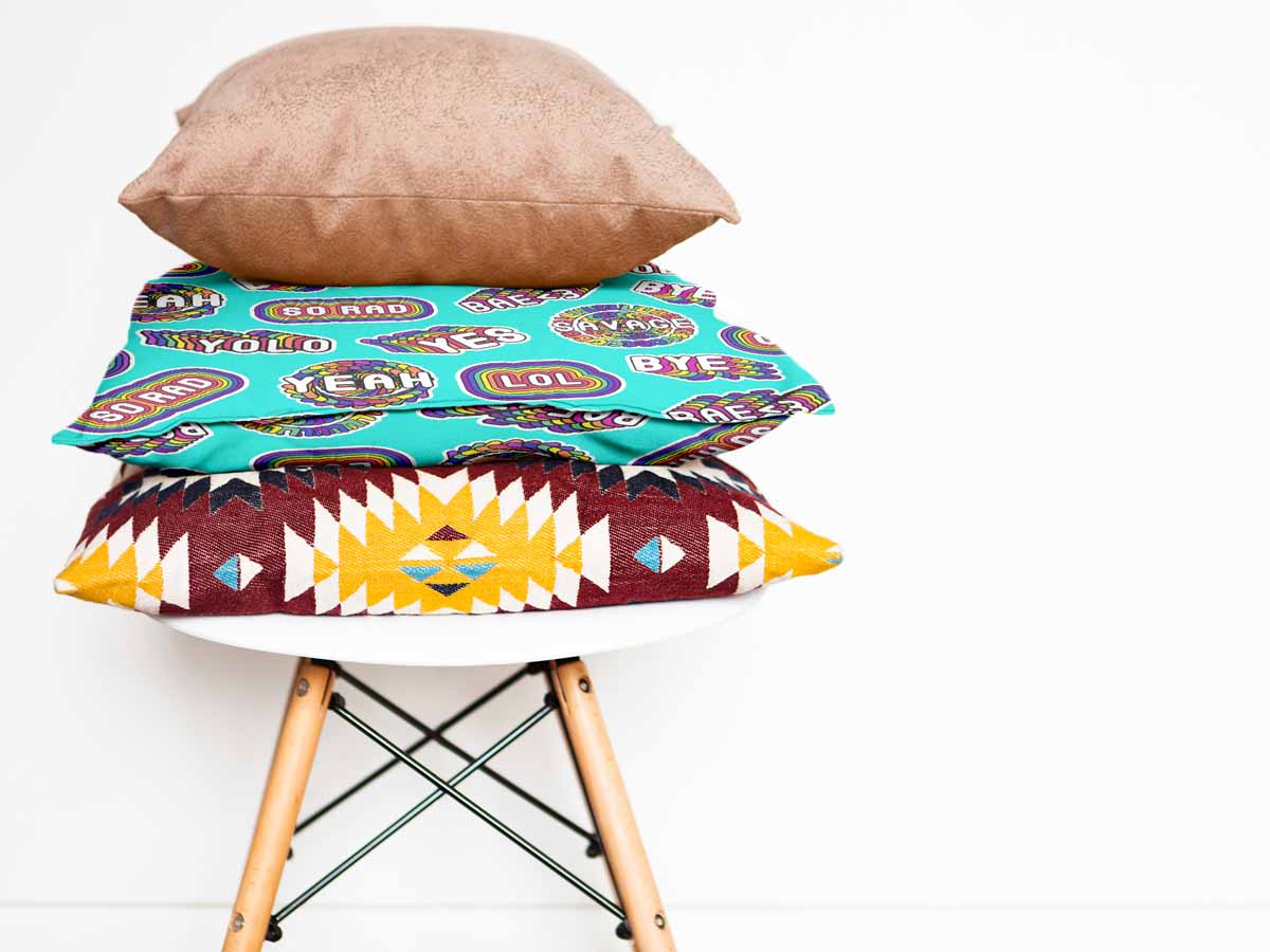 Coussin de santé turquoise avec citations