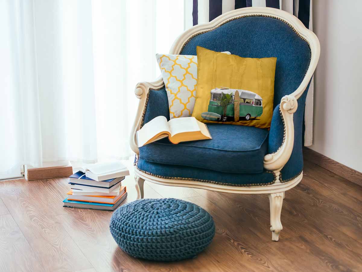 Coussin de santé jaune avec bus