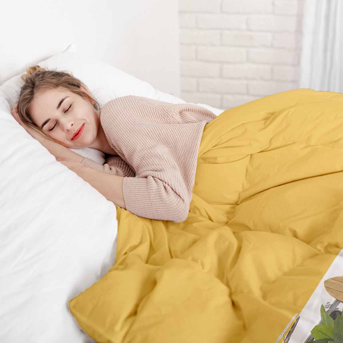 Original Therapiedecke - Ensemble de literie en coton TD jaune avec bus