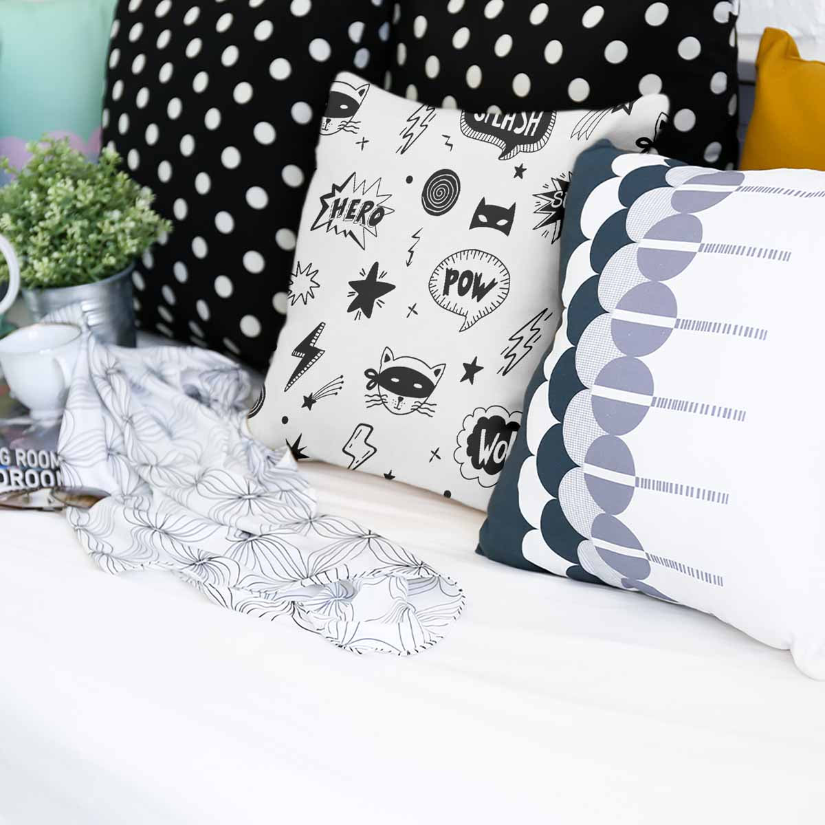 Coussin de santé blanc super-héros