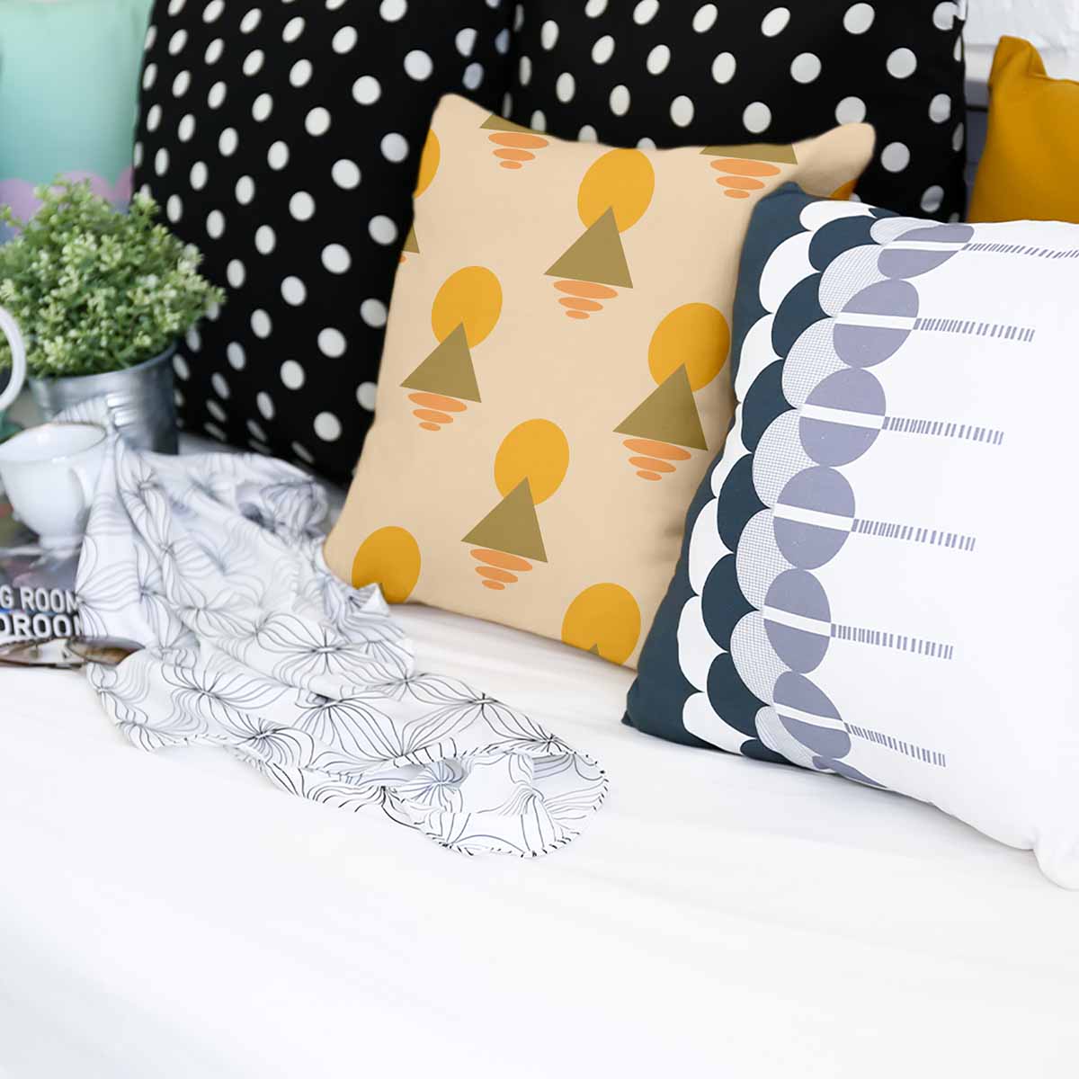 Coussin de santé avec formes jaunes