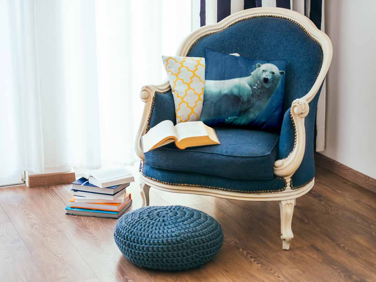 Coussin de santé bleu avec ours polaire