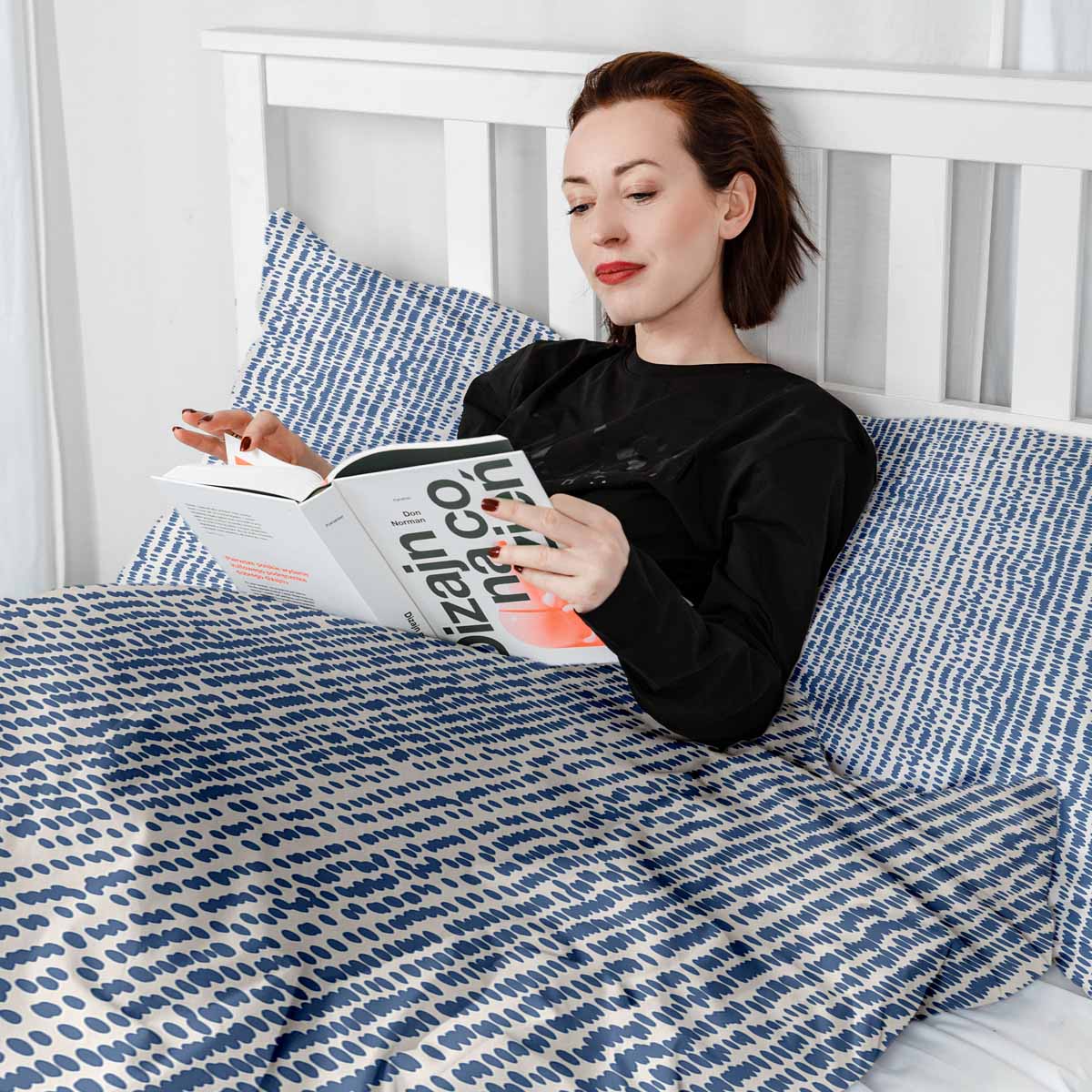 Original Therapiedecke - Ensemble de literie en coton avec pois bleus