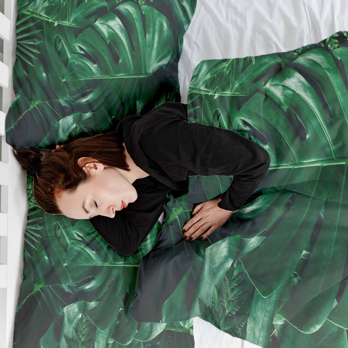 Original Therapiedecke - Ensemble de literie en coton TD avec plante Monstera